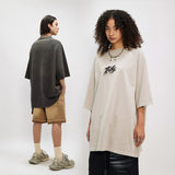300G Heavyweight Embroidered Logo Aged Short Sleeve T-Shirt