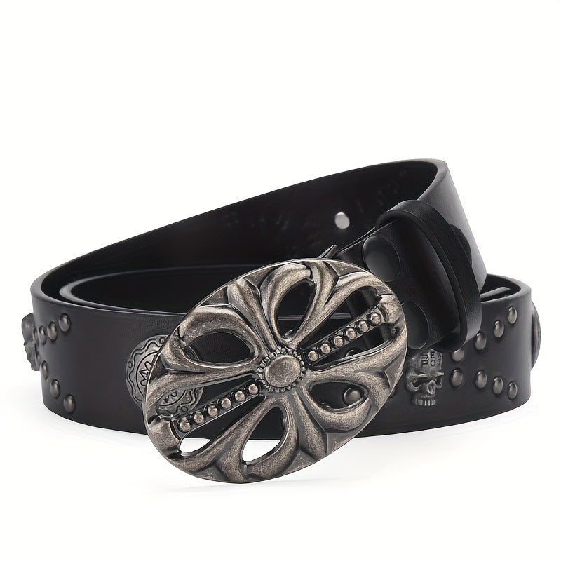 Cross Skull With Rhinestones PU Leather Belt