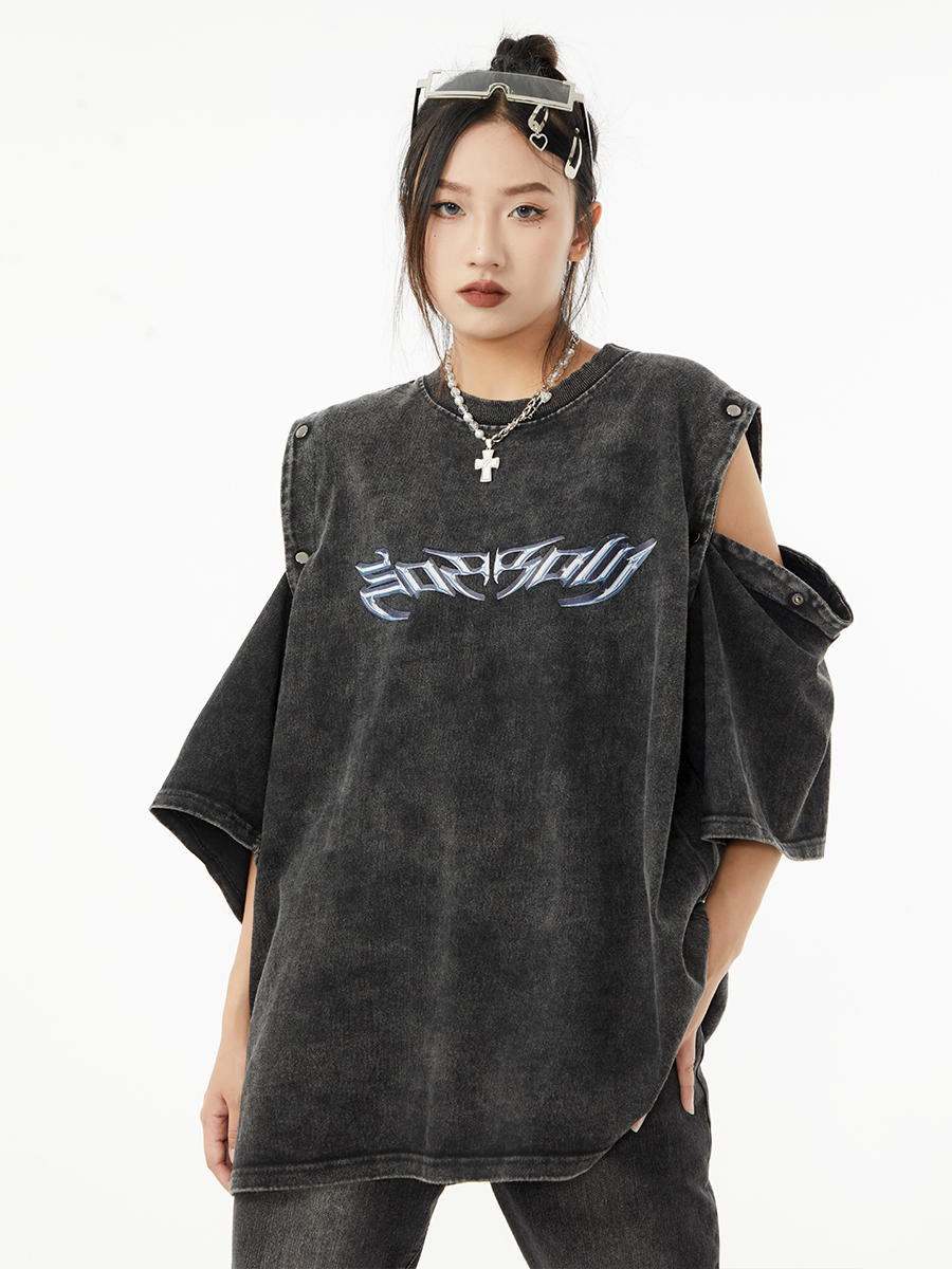 VINTAGE INDUSTRIAL WASH REMOVABLE SLEEVES T-SHIRT/SINGLET