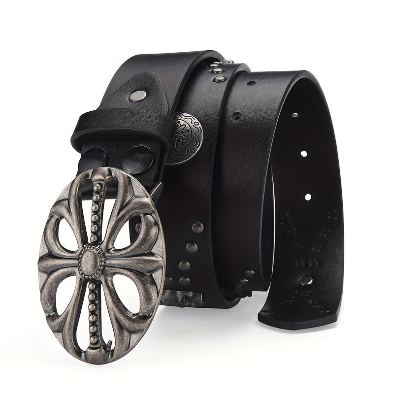 Cross Skull With Rhinestones PU Leather Belt