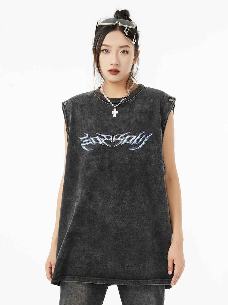 VINTAGE INDUSTRIAL WASH REMOVABLE SLEEVES T-SHIRT/SINGLET