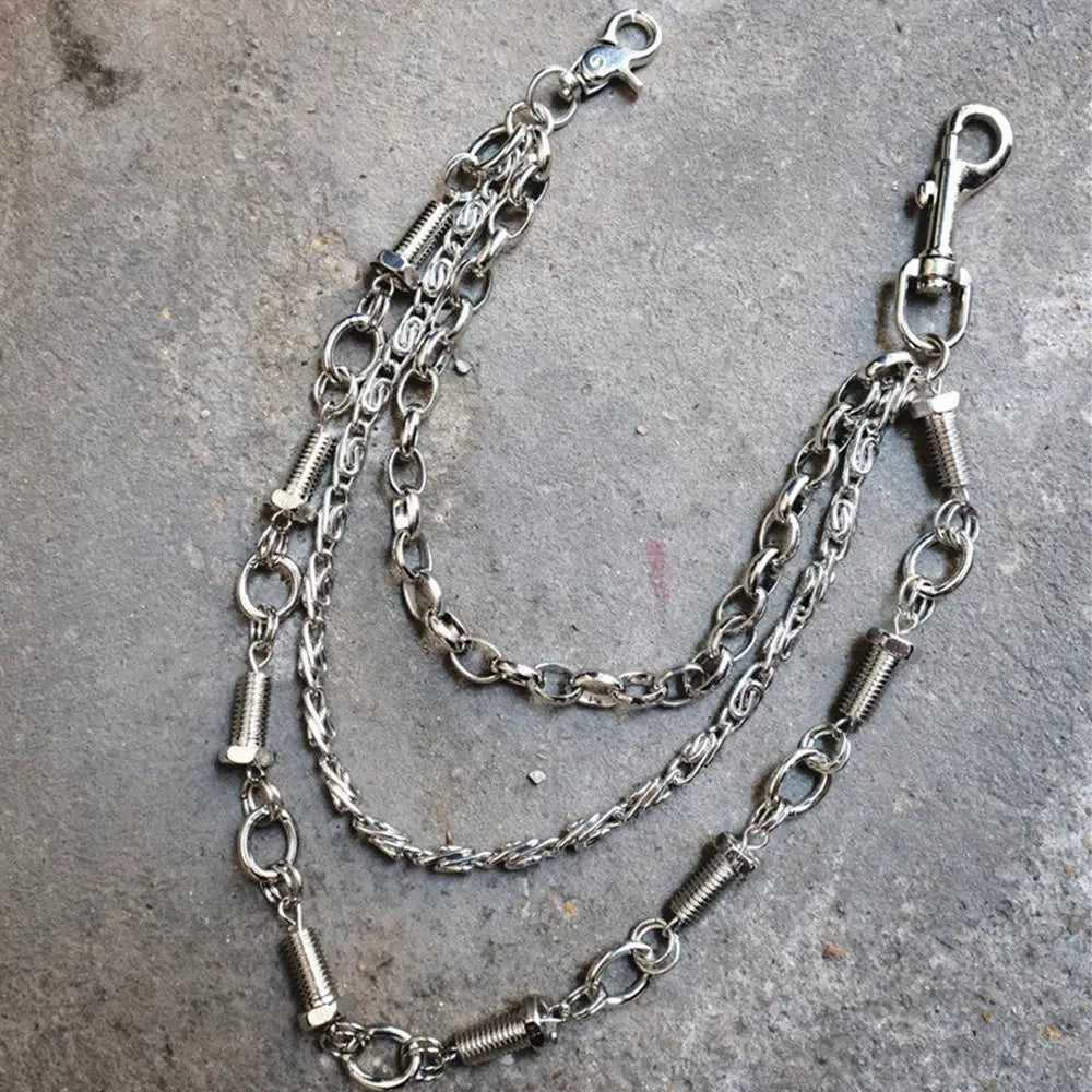 Silver Triple screw bolt Pants Chain Wallet Chain