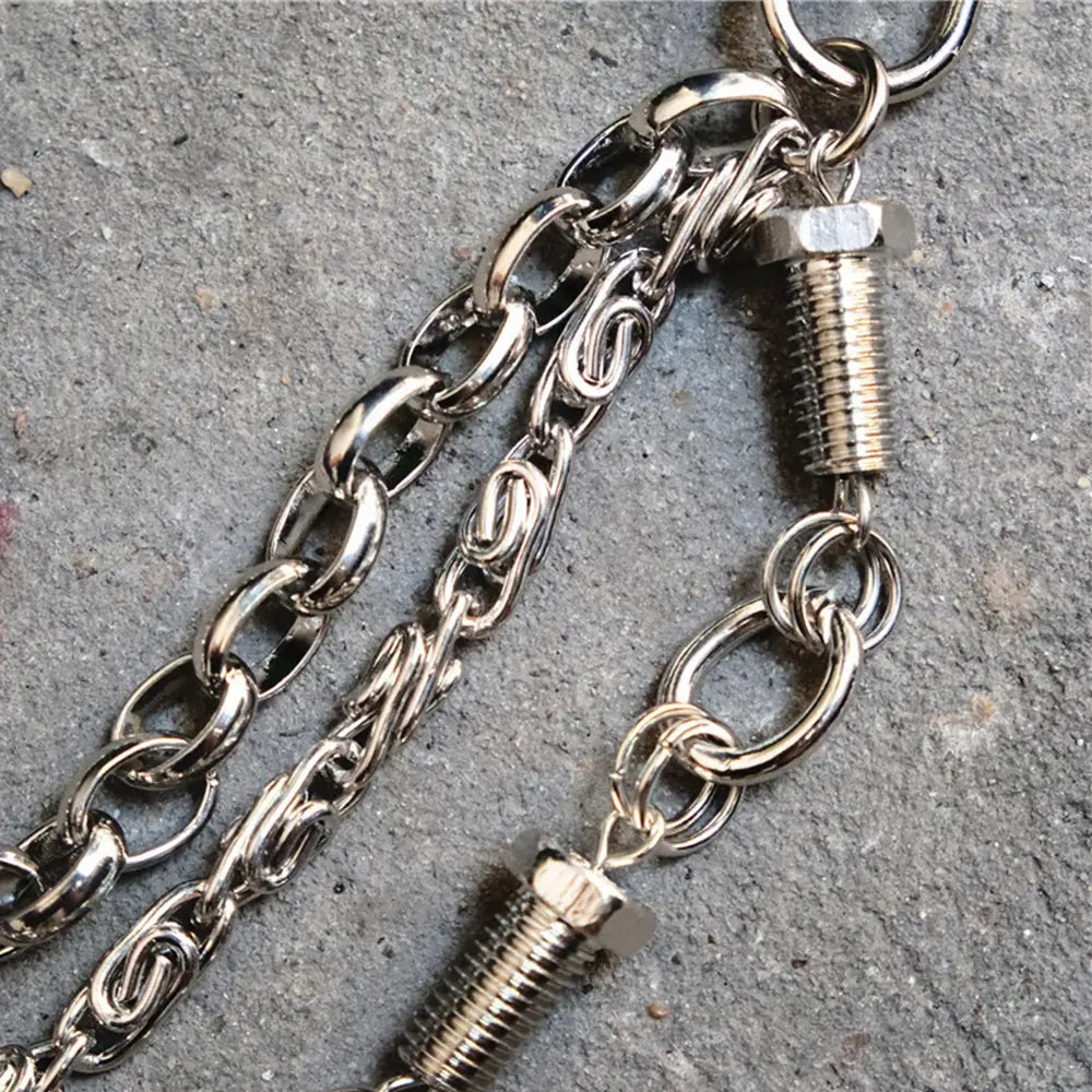 Silver Triple screw bolt Pants Chain Wallet Chain