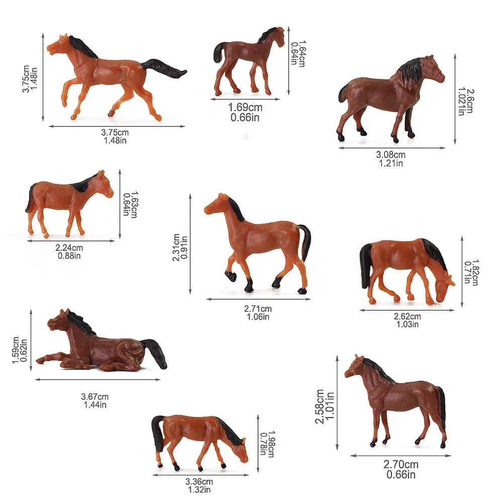 30pcs HO Scale 1:87 Well Painted Horses Farm Animals