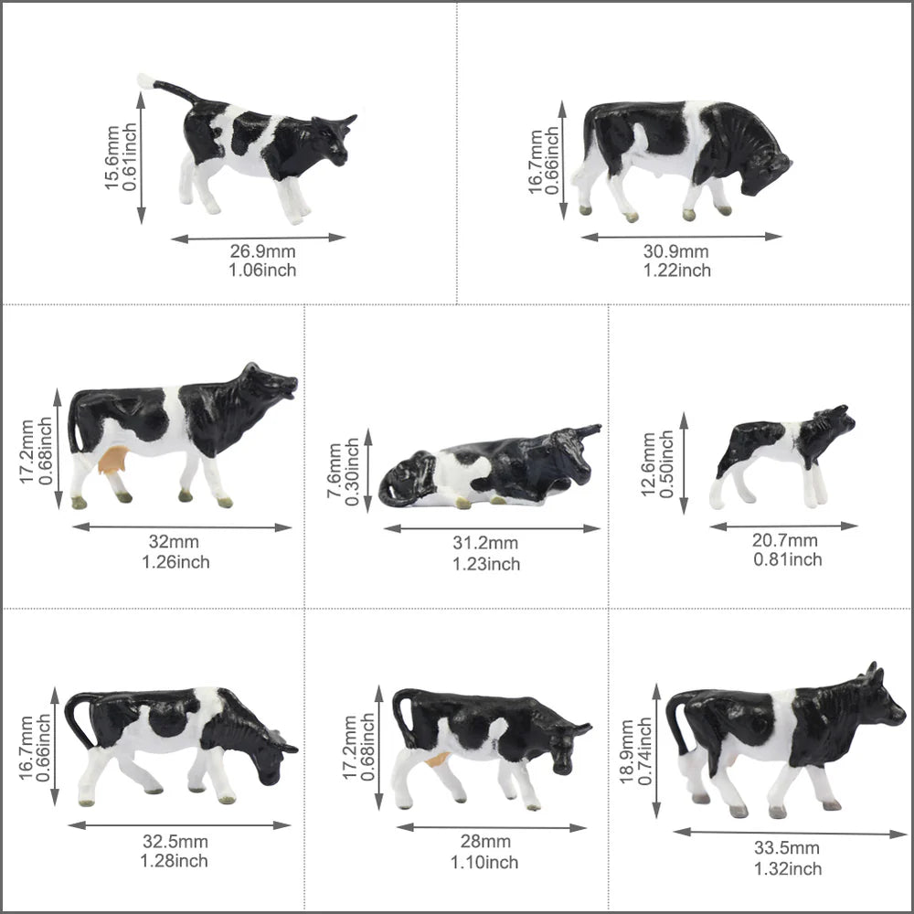 36pcs HO Scale 1:87 Well Painted Cows Horses Farm Animals (Random)