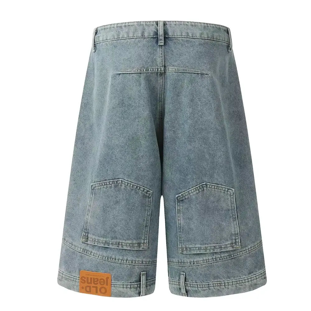 "YOUR PANTS ARE ON BACKWARDS" FADED DENIM JORTS