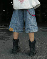 "YOUR PANTS ARE ON BACKWARDS" FADED DENIM JORTS