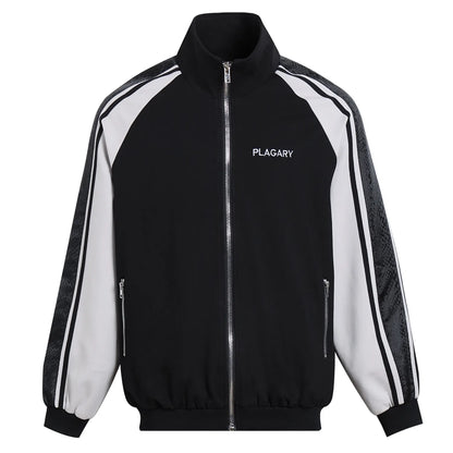 PLAGARY TRACKSUIT JACKET IN BLACK SNAKE PRINT STITCHING