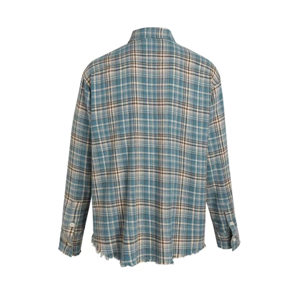 SCRATCH CHECK SHIRTS DARK CYAN BLUE