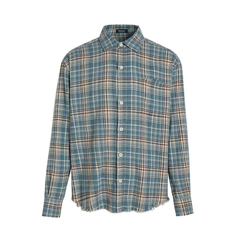 SCRATCH CHECK SHIRTS DARK CYAN BLUE