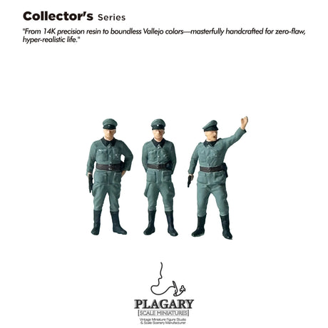 6-piece WWII German infantry soldier squad miniatures in 14K precision resin painted with Vallejo