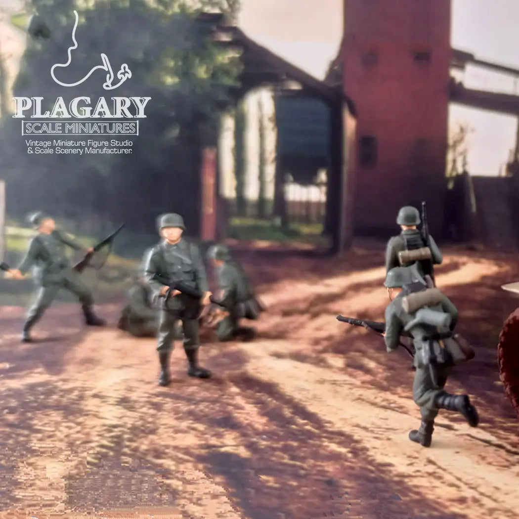 Macro close-up of zero-flaw hyper-realistic WWII miniature officer face and uniform hand-paint