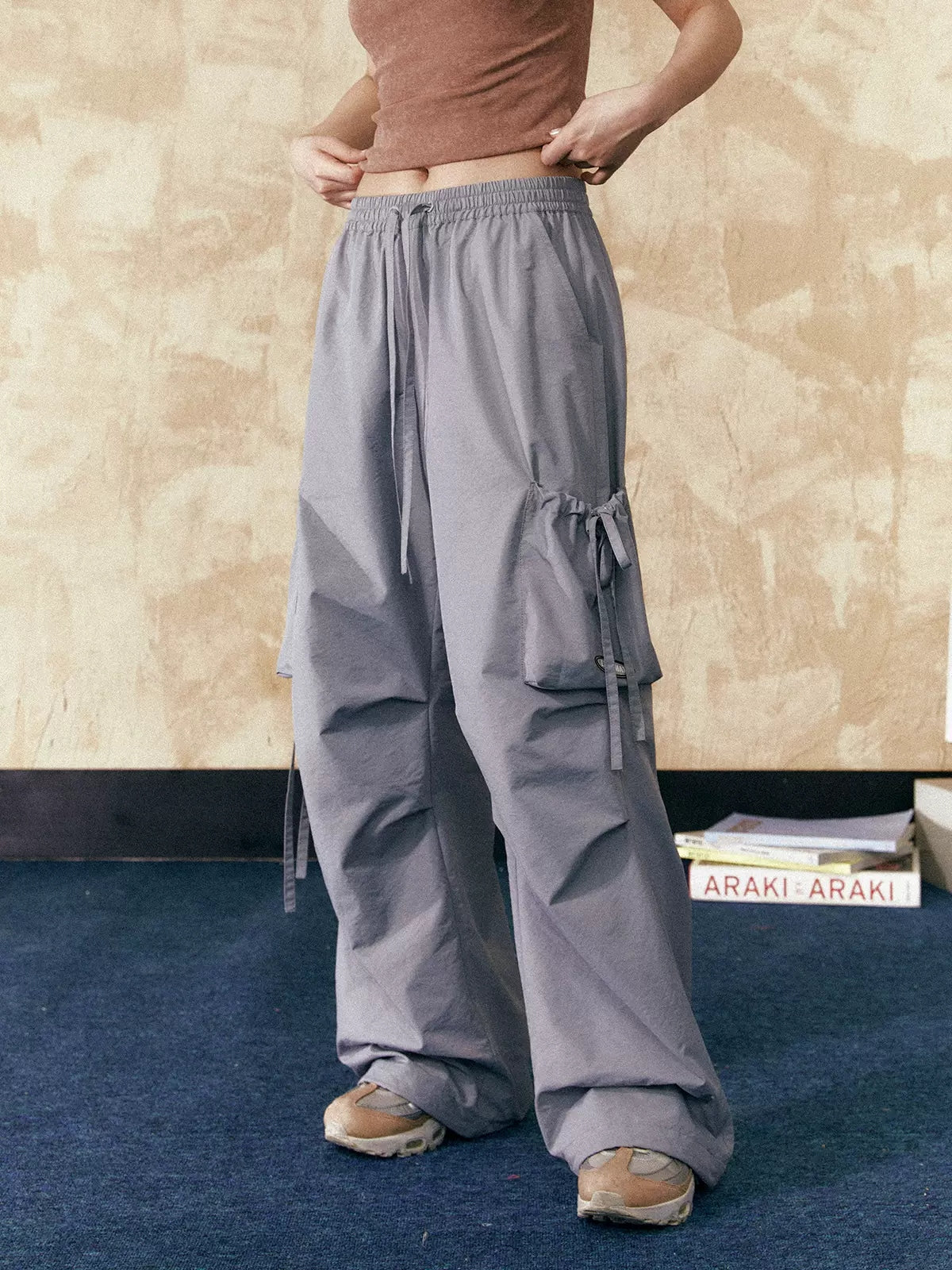 Retro Drawstring Loose Drape Pants Women Spring and Autumn New Tide Trousers