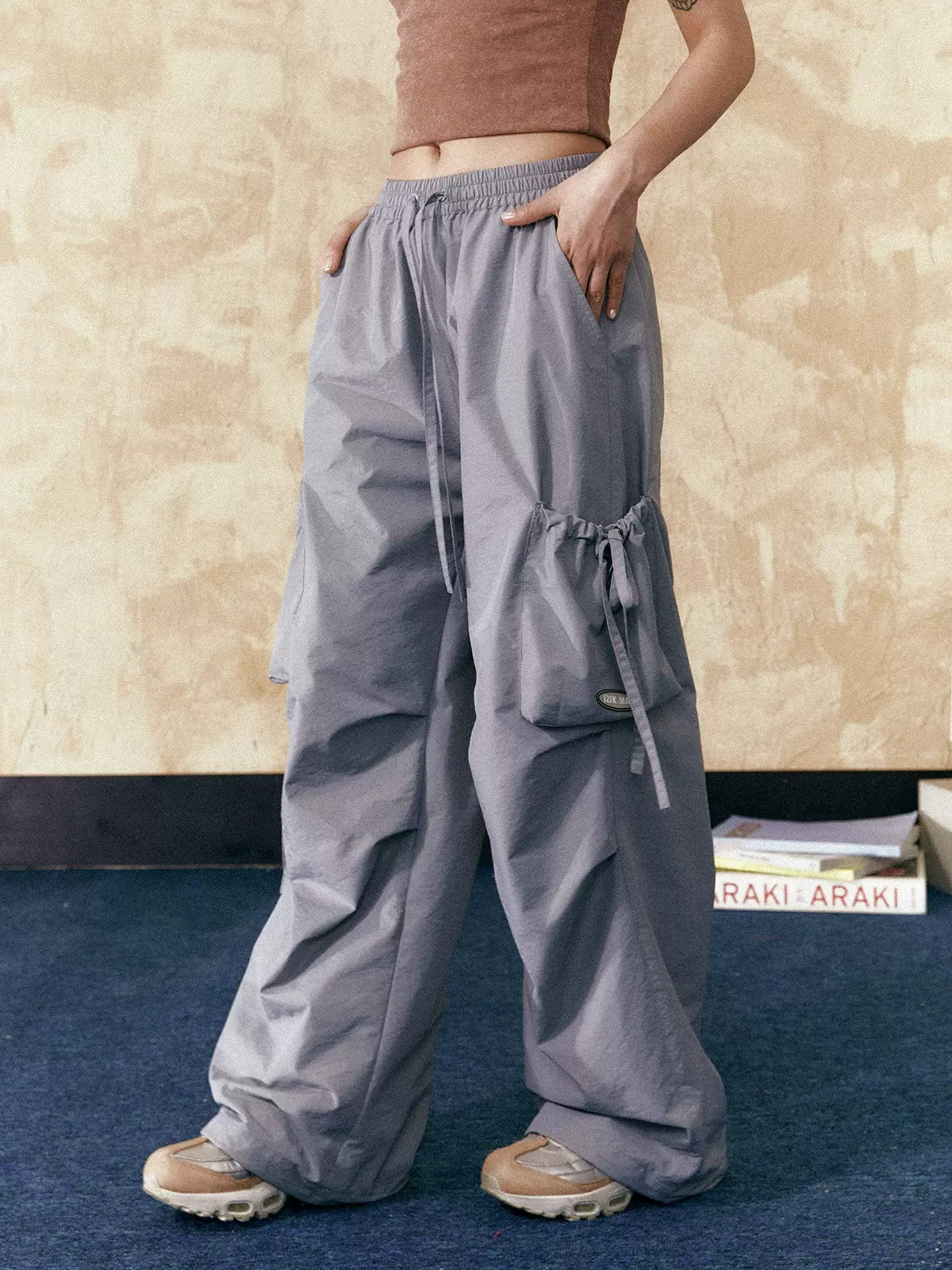 Retro Drawstring Loose Drape Pants Women Spring and Autumn New Tide Trousers