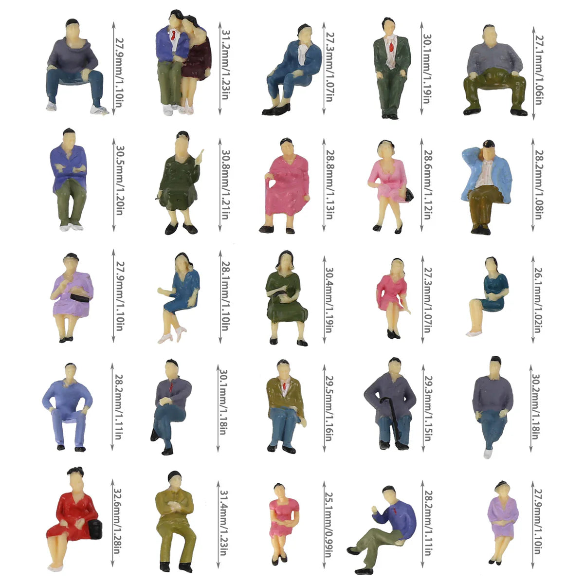 P4302 50pcs O Scale 1:43 All Seated Painted Figures