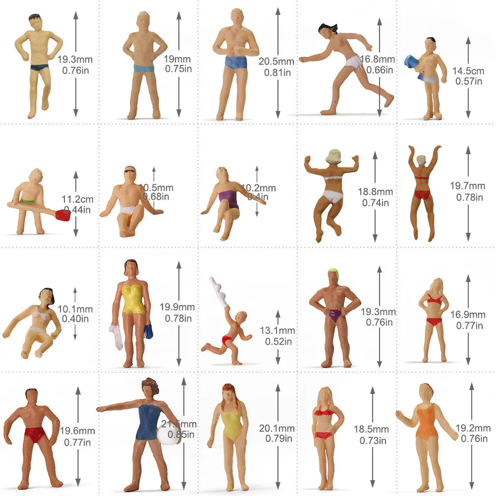 P8720 40pcs HO Scale 1:87 Model Swimming Figures