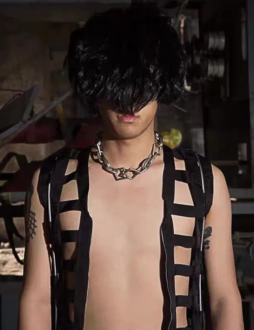 SILVER DOUBLE RING DIAMOND NECKLACE