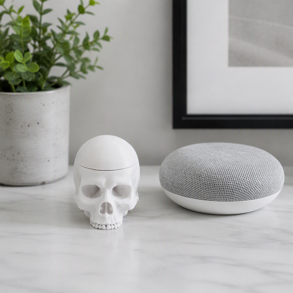Realistic Skull Shaped Lidded Storage Box, Decorative Trinket Container — additional product view