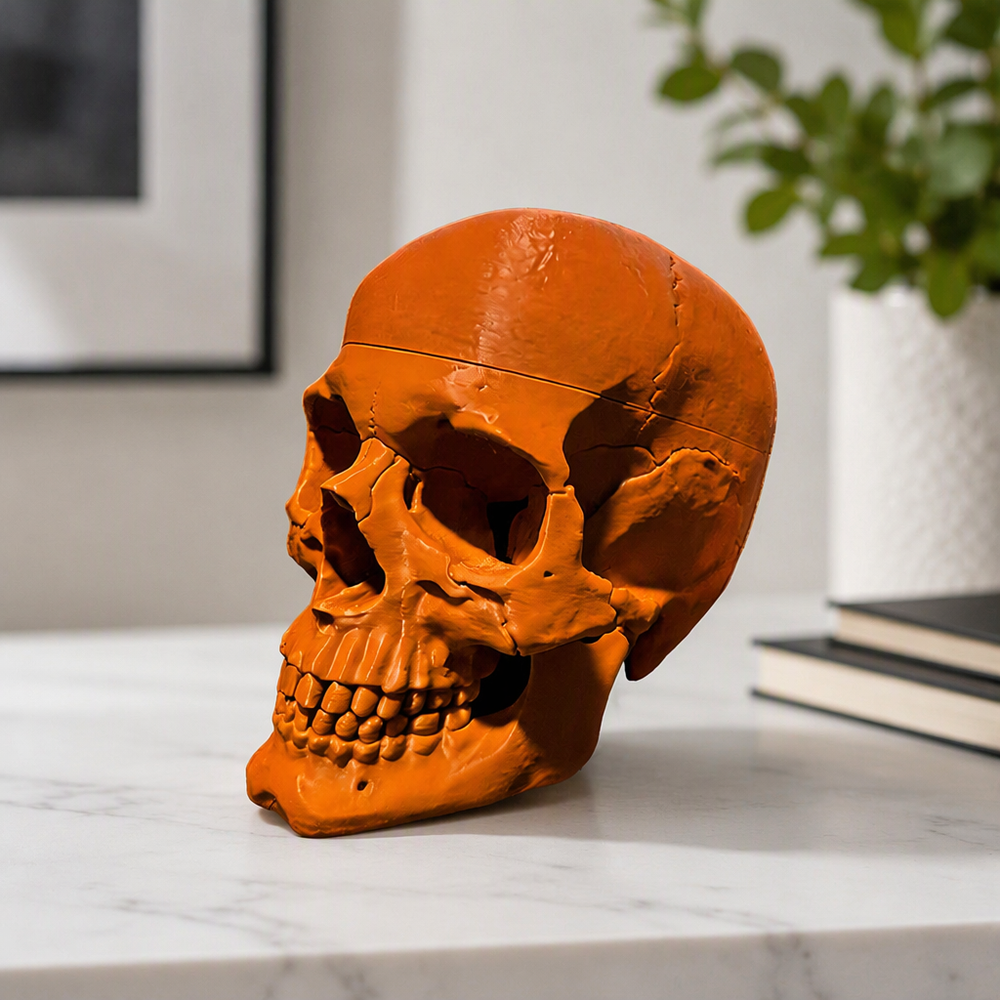 Realistic Detailed Skull Figurine, Decorative Skeleton Piece for Home Shelf Display and Holiday Decoration — main product view