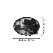 Bass Fishing Themed Oval Cutout Hanging Wall Art Decoration — dimensions