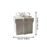 Lidded Gift Box with Raised Bow Decoration, Small Removable Lid Storage Container for Gifting — dimensions