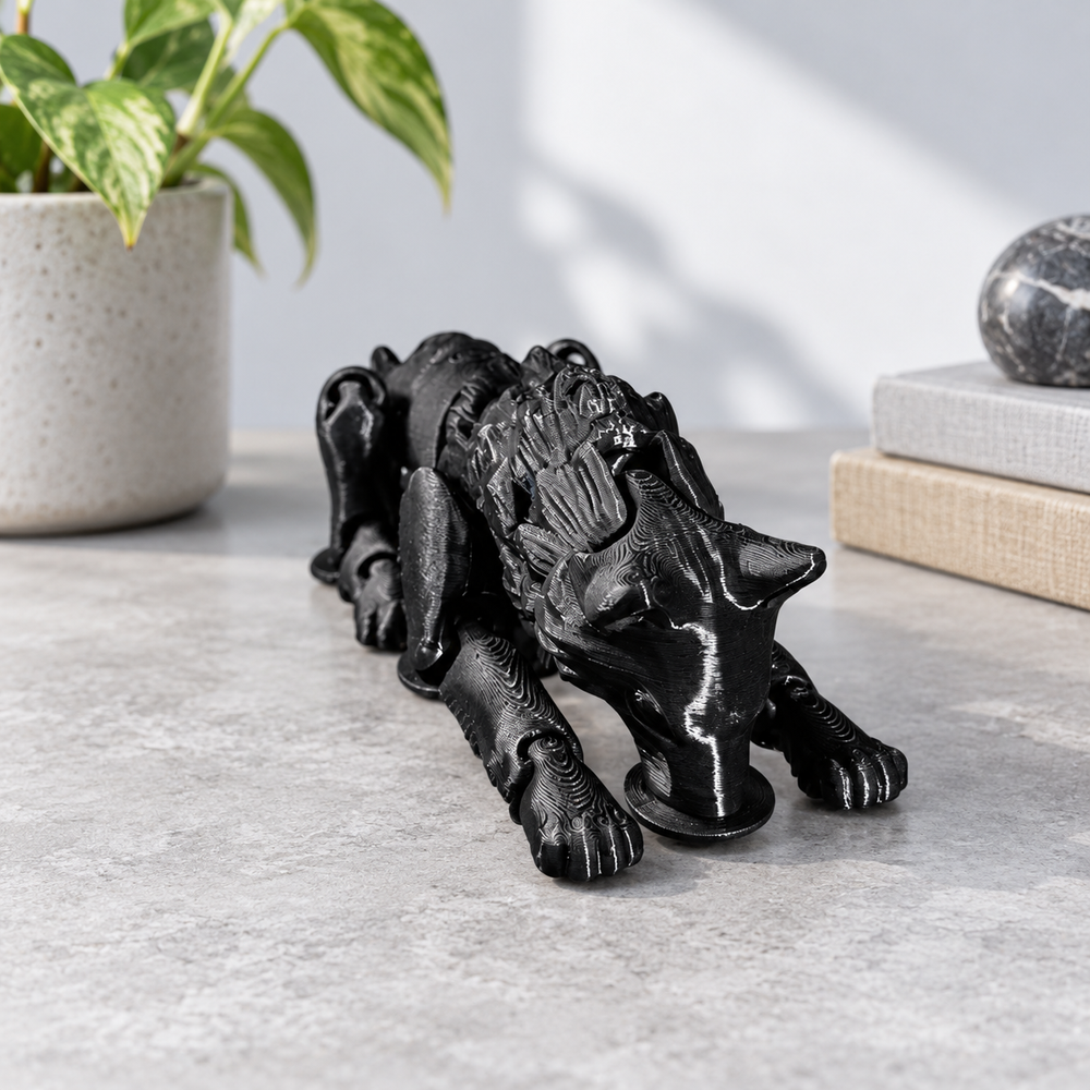 Articulated Movable Joint Wolf Figurine, Poseable Animal Statue for Home Desk and Shelf Decor — additional product view