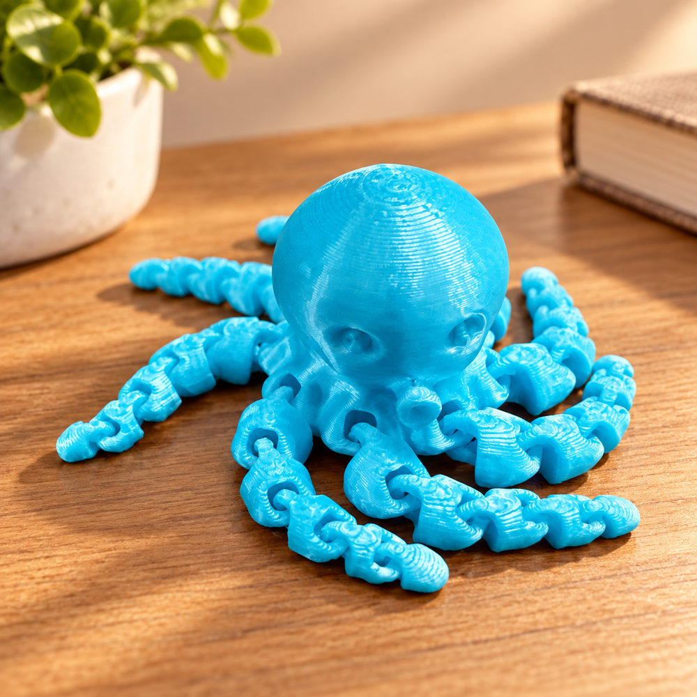 Articulated Octopus Desktop Decor Pencil Topper with Freely Bendable Tentacles — product scene