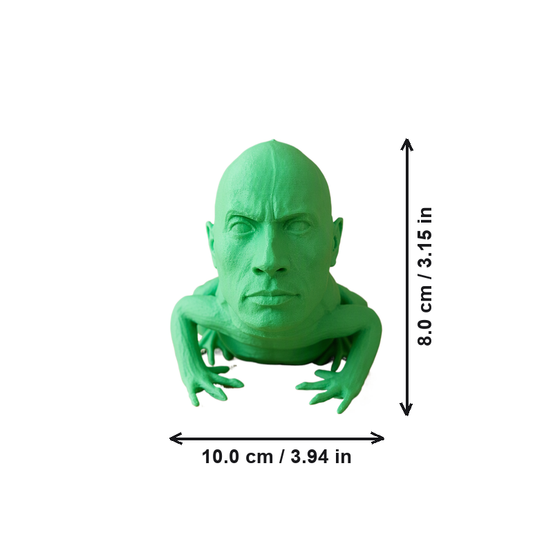 Novelty Human Head Frog Figurine, Funny Meme Style Desktop Display Ornament — dimensions
