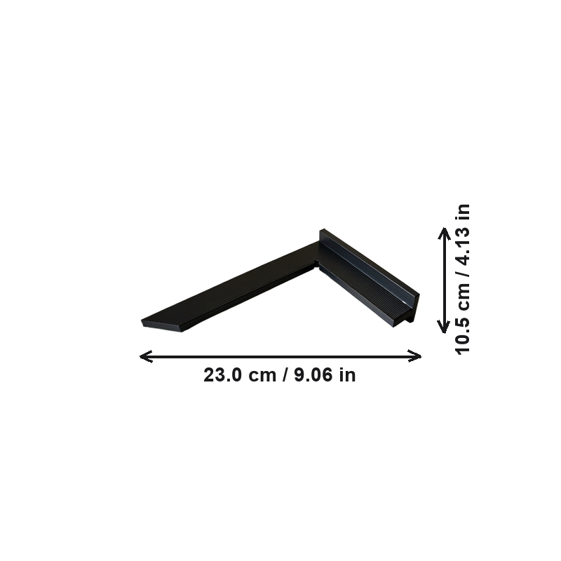90° L-Shaped Right Angle Shelf Stop, Shelf Positioning Baffle for Item Alignment — dimensions