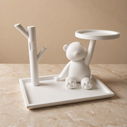 Bear Shaped Decorative Storage Organizer with Base Tray, Tree Branch Hanger and Top Round Tray for Small Items — product scene