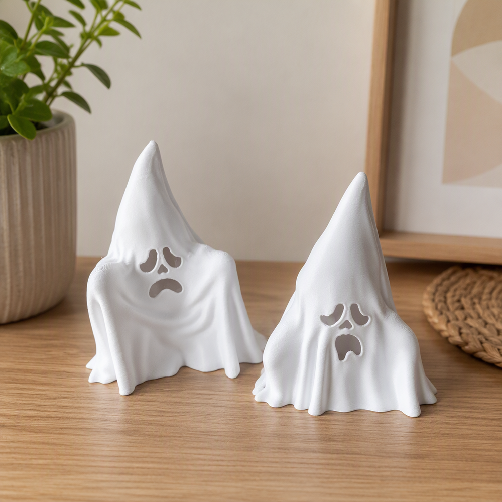 2 Piece Spooky Ghost Figurines, Halloween Tabletop Shelf Home Display Decor Set — main product view