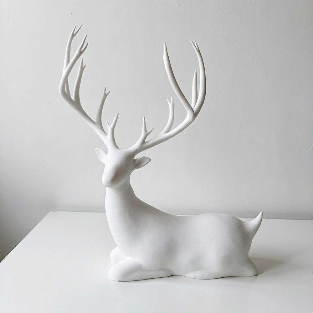 Lying Deer Figurine, Minimalist Festive Decor Ornament for Desktop and Shelf Display — additional product view