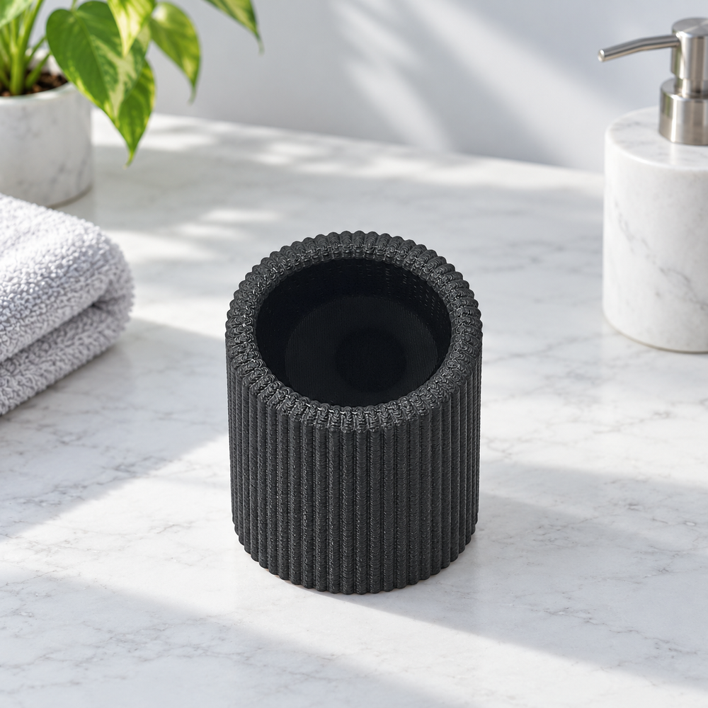 Ribbed Toothbrush and Toothpaste Holder, Bathroom Countertop Organizer, Modern Bathroom Accessory — additional product view