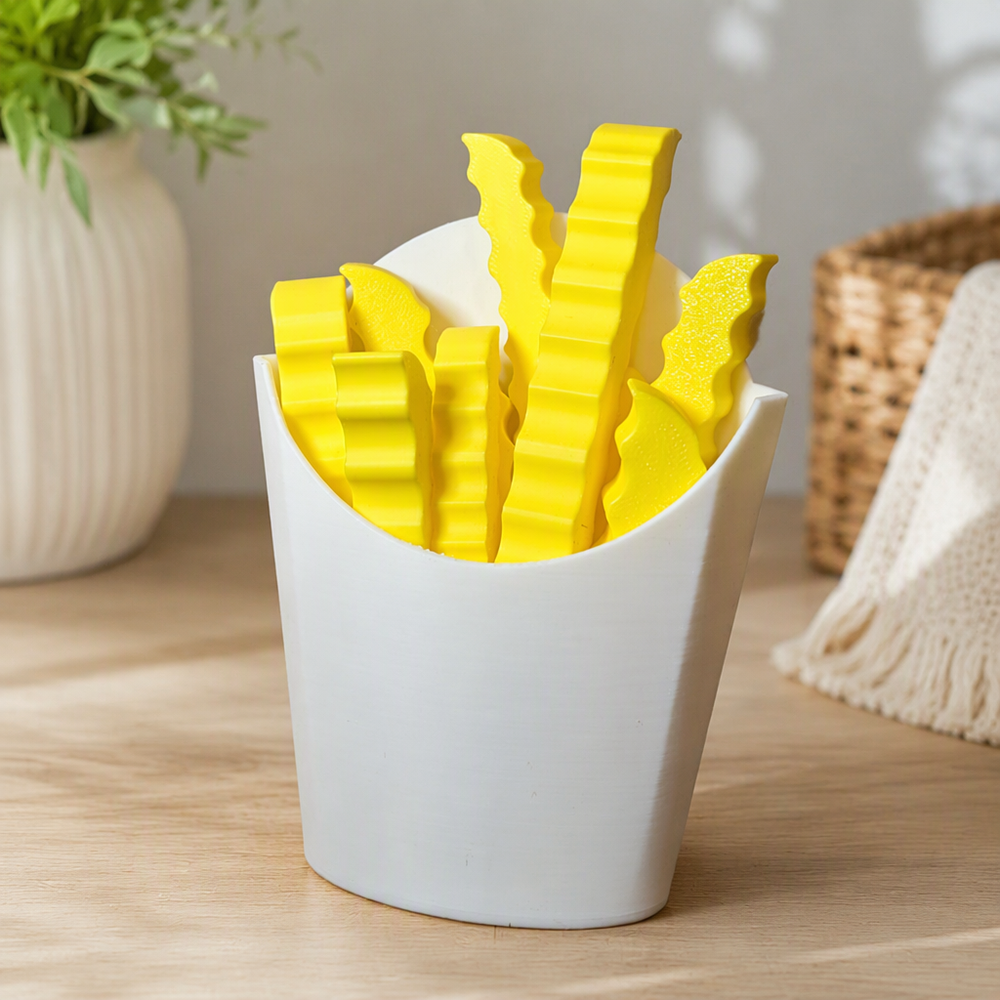 Crinkle Cut French Fry Shaped Decor with Matte White Holder — main product view