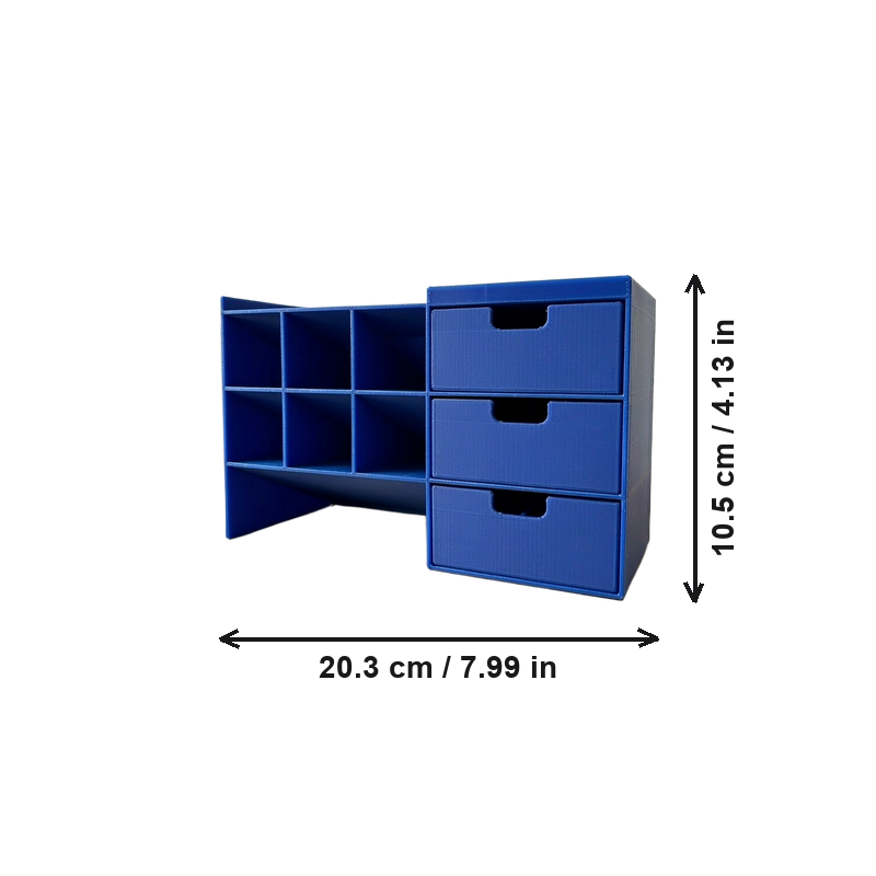Desktop Office Supply Organizer with Multiple Open Compartments and Pull-Out Drawers for Stationery Storage — dimensions