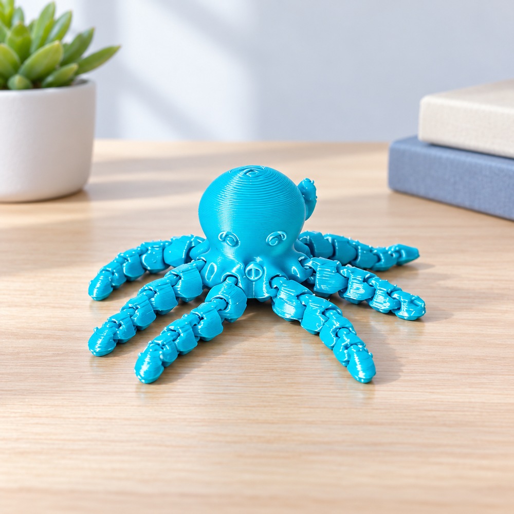 Articulated Octopus Desktop Decor Pencil Topper with Freely Bendable Tentacles — additional product view