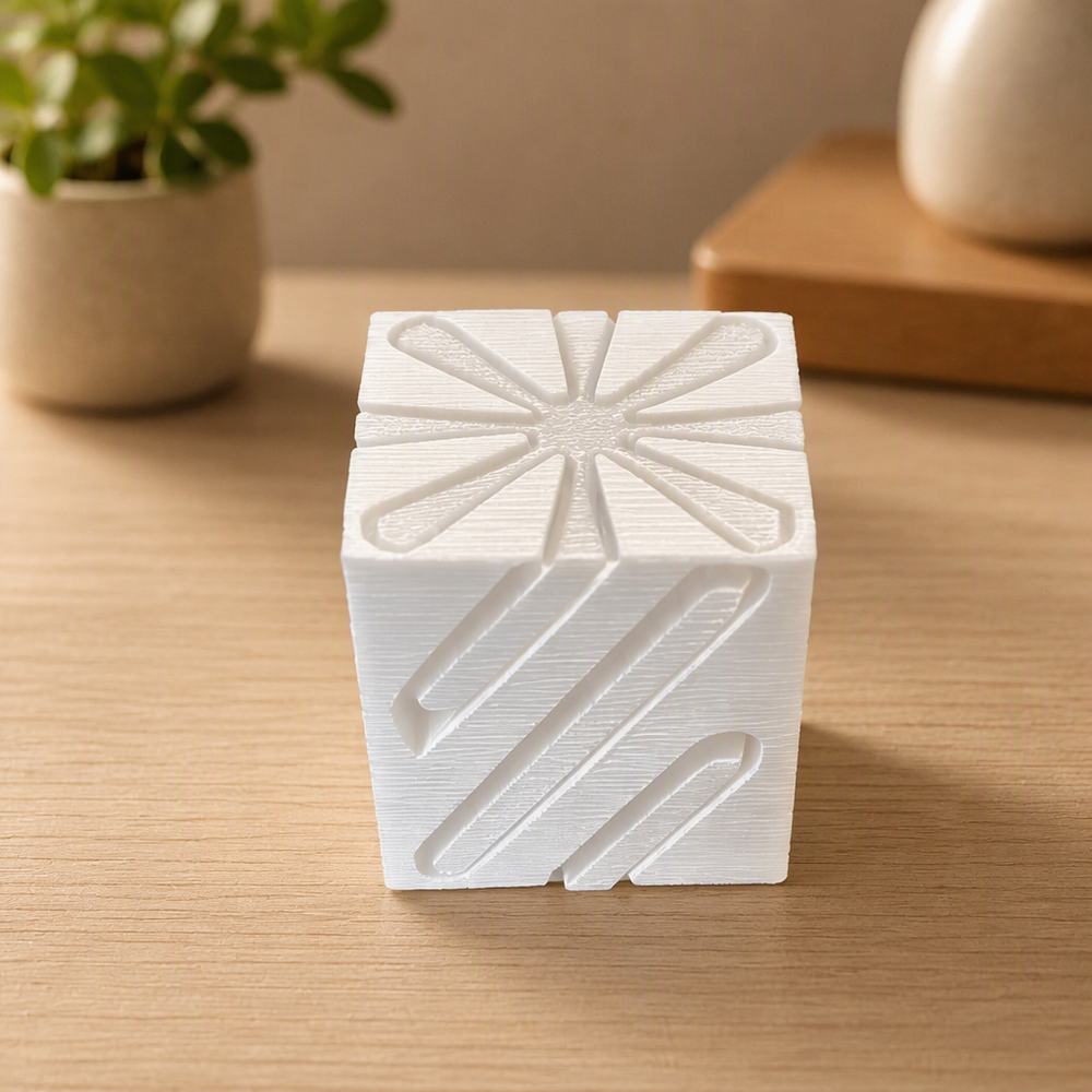 Impossible Passthrough Geometric Cube, Smooth Finish Desktop Decor for Workspaces — product scene