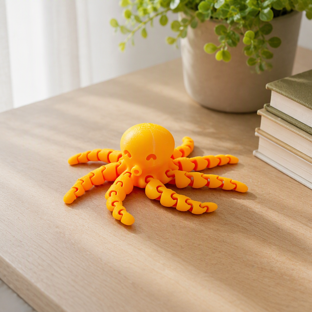 Cute Mini Articulated Octopus Figurine Flexible Adjustable Desktop Home Decor Ornament — main product view