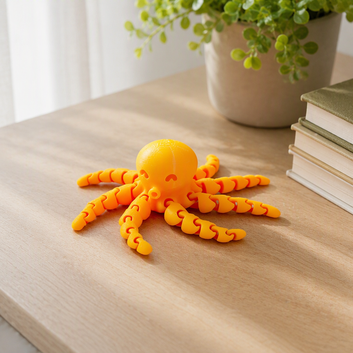 Cute Mini Articulated Octopus Figurine Flexible Adjustable Desktop Home Decor Ornament — main product view