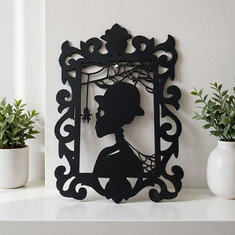 6 Piece Gothic Skeleton Silhouette Wall Decor Set, Spooky Hanging Home Decoration — main product view