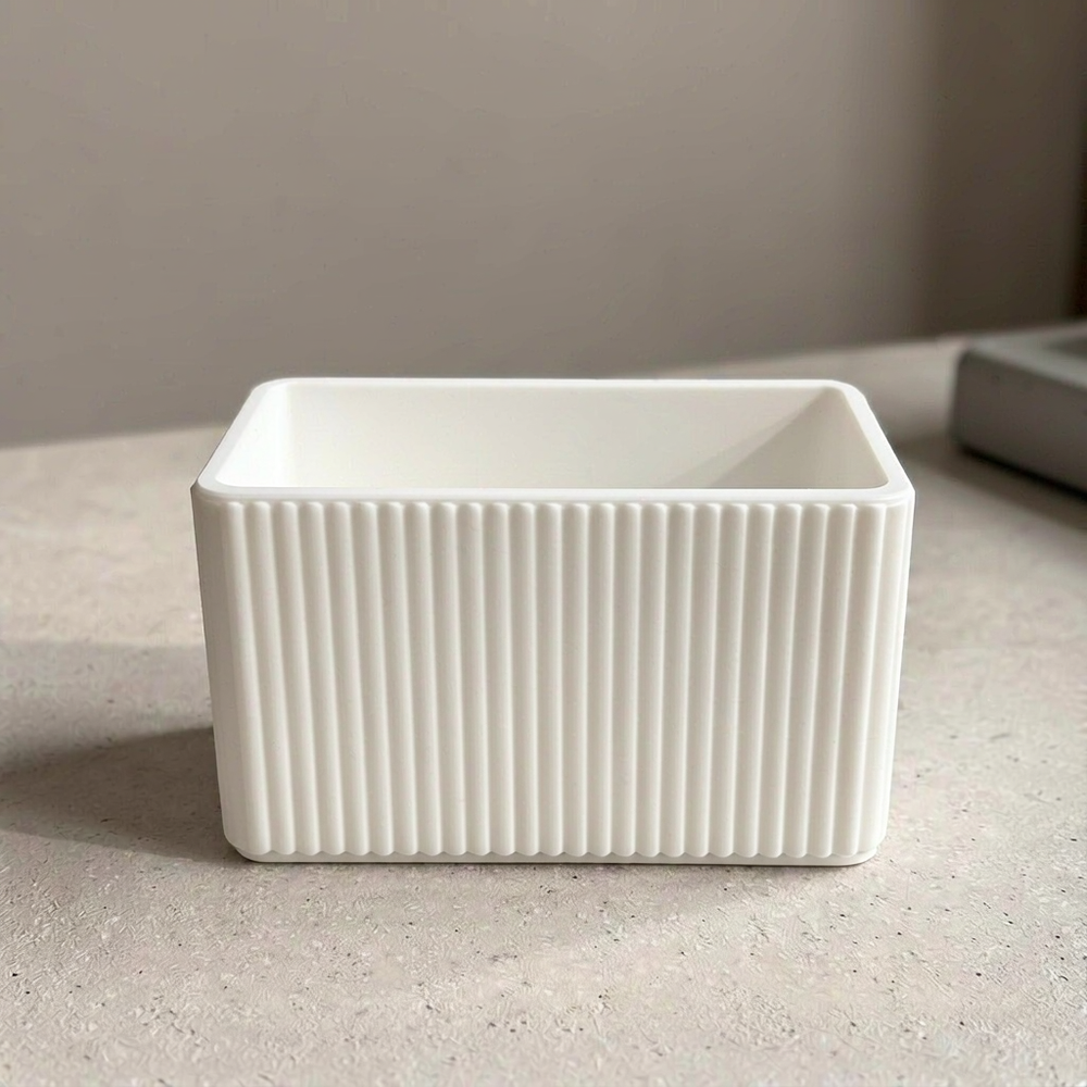 Ribbed Rectangular Desktop Pen Holder, Desk Organizer for Small Office Supplies — product scene