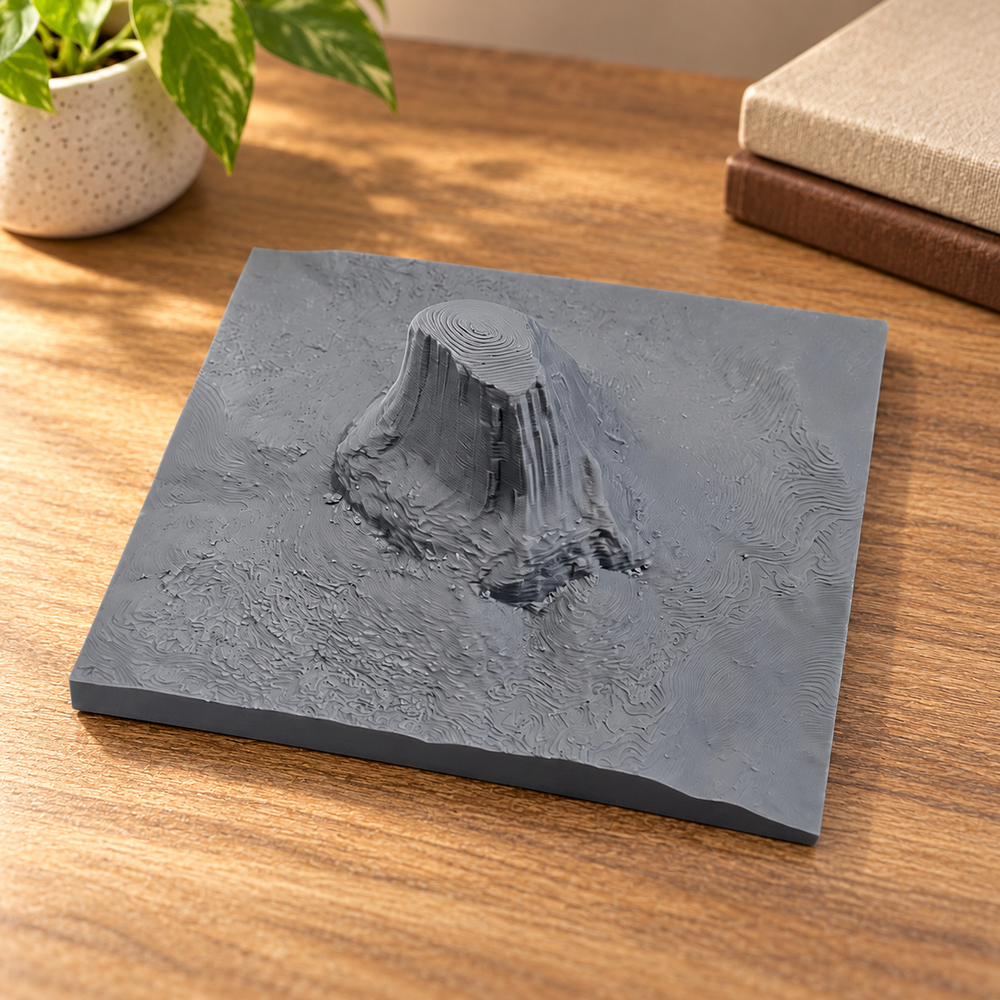 Textured Flat-Top Rock Formation Terrain Model, Landscape Sculpture for Desktop and Home Interior Decor — product scene