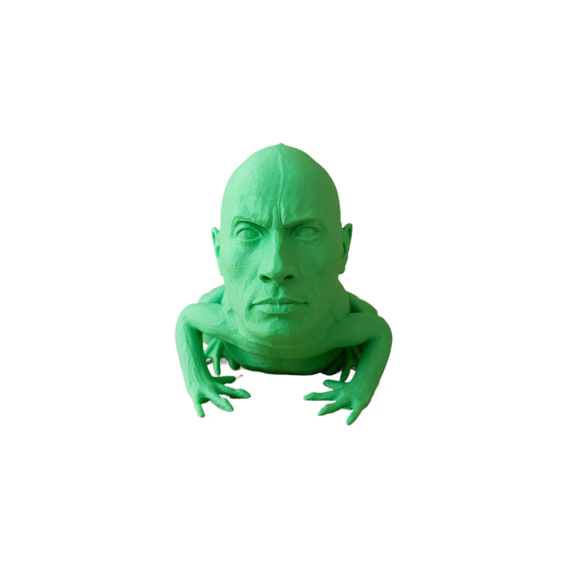 Novelty Human Head Frog Figurine, Funny Meme Style Desktop Display Ornament — white background