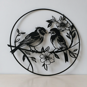 Round Birds on Flower Branch Hanging Wall Decor — additional product view