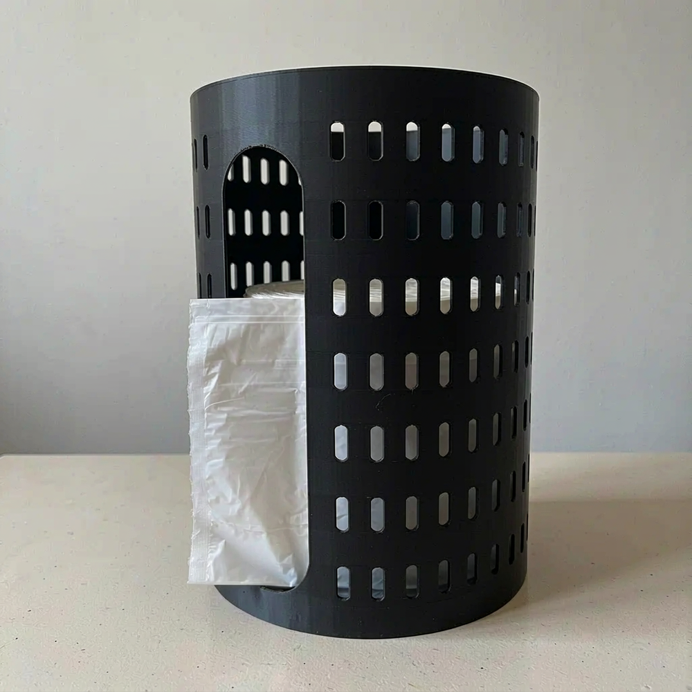 Wall Mounted Rolled Trash Bag Dispenser, Hollow-out Garbage Bag Holder for Kitchen Storage — additional product view