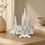Intricate Miniature Cathedral Architectural Model with Multiple Spires and Integrated Base — product scene