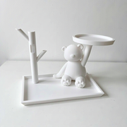 Bear Shaped Decorative Storage Organizer with Base Tray, Tree Branch Hanger and Top Round Tray for Small Items — additional product view