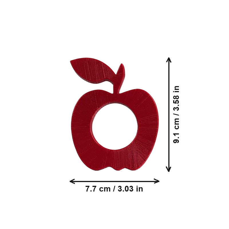 3 Pcs Apple Shaped Napkin Rings, Decorative Dining Table Accessories for Home and Festive Tabletop Use — dimensions