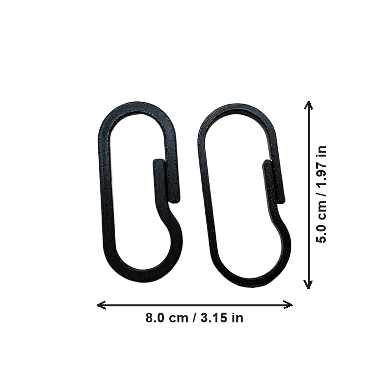 3 Pack Springless Carabiner Clips for Keychains and Small Daily Items — dimensions