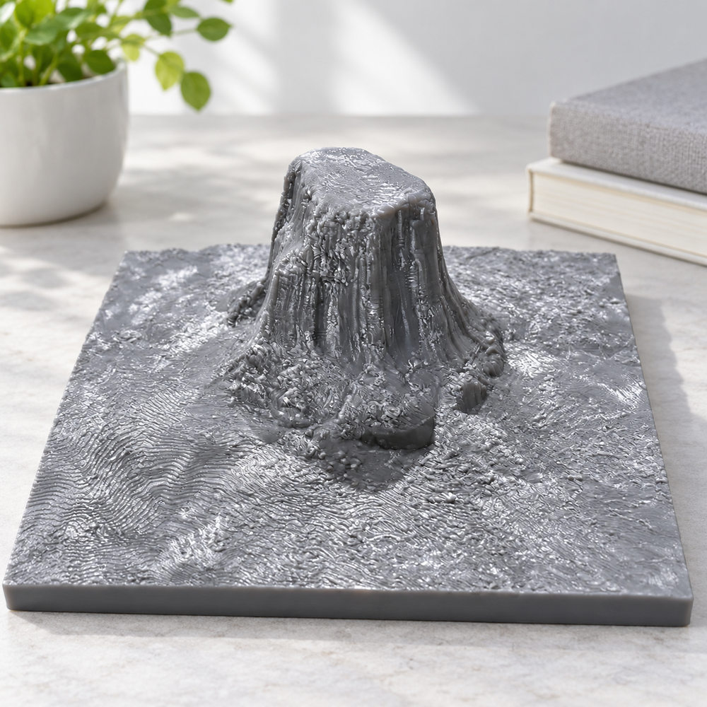 Textured Flat-Top Rock Formation Terrain Model, Landscape Sculpture for Desktop and Home Interior Decor — additional product view